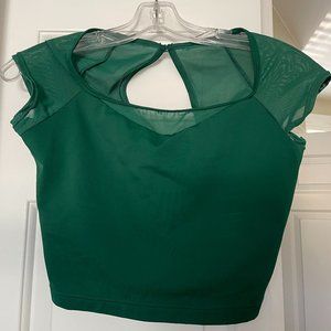 Balera Green Dance Crop with Mesh Cutouts